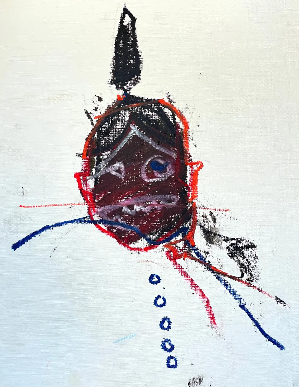 An abstract portrait of an indian with a feather in his hair